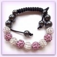 SHAMBALLA armbånd rosa/sølv